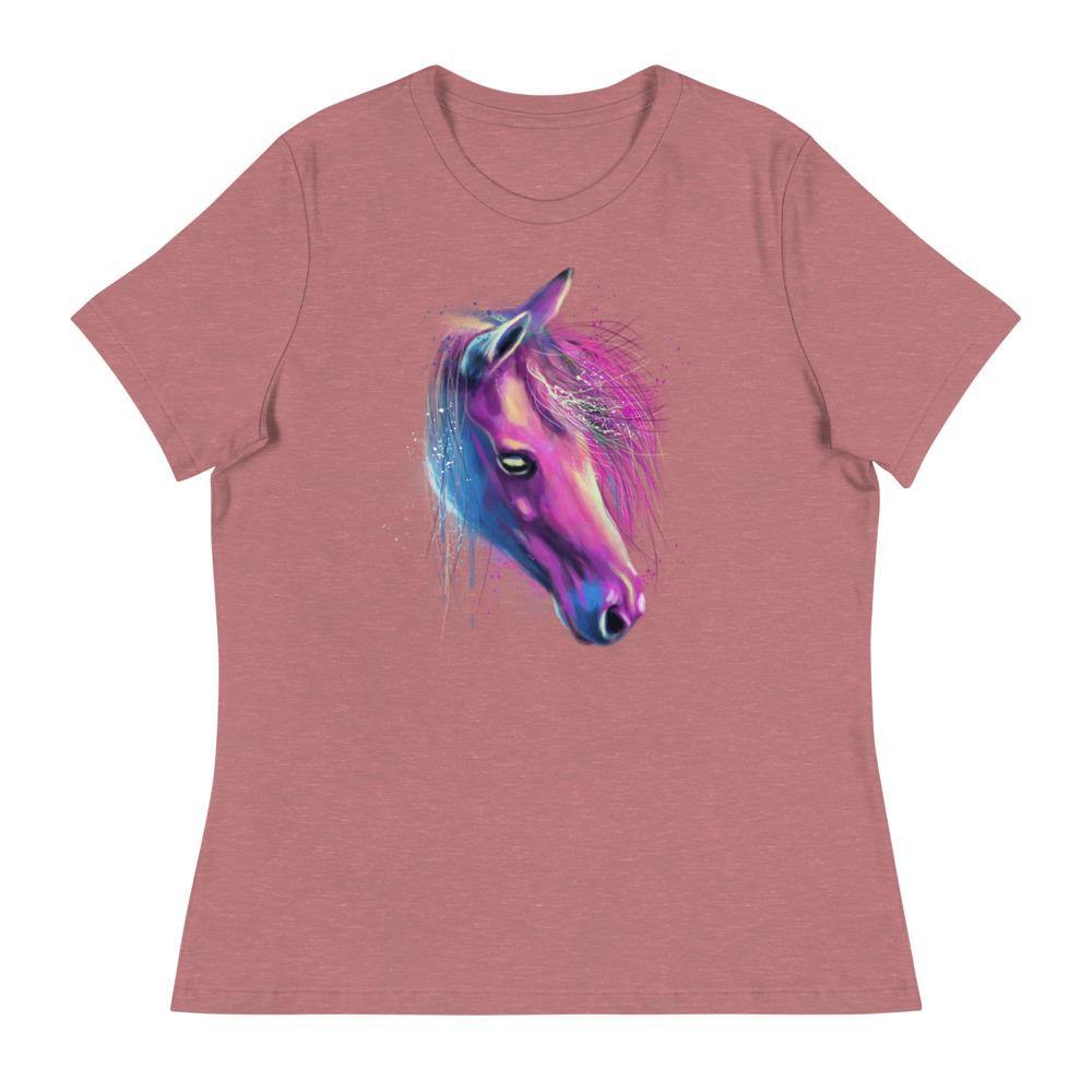 Pretty Pink Horse Head Women's Relaxed T-Shirt - L & M Kee, LLC