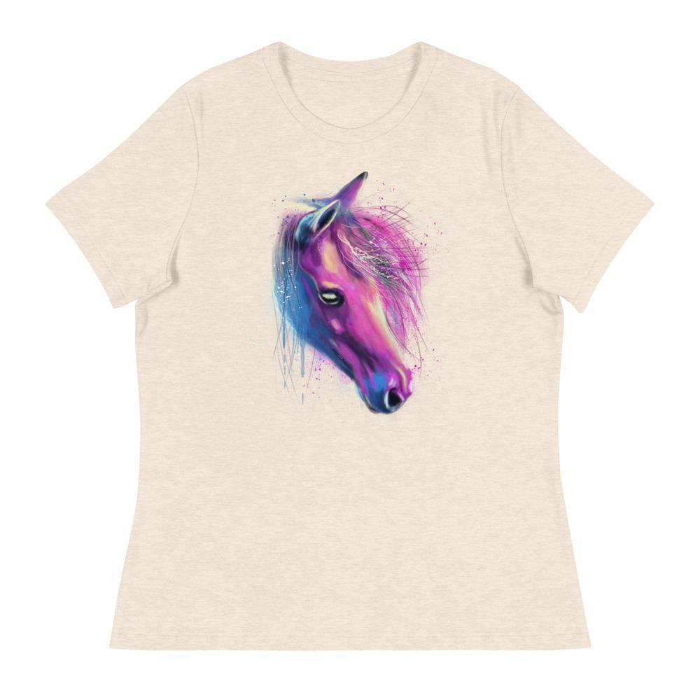Pretty Pink Horse Head Women's Relaxed T-Shirt - L & M Kee, LLC
